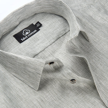 Woven Cotton Fine Striped Still Grey 