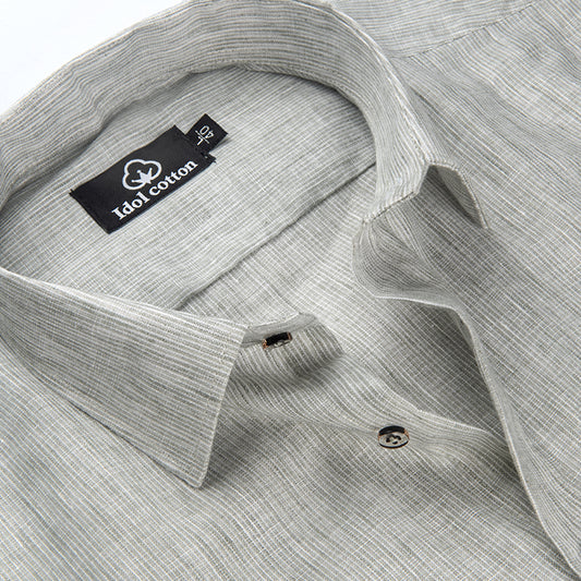 Woven Cotton Fine Striped Still Grey 