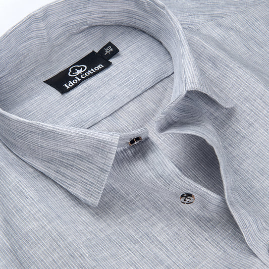 Woven Cotton Fine Striped Gray Colour