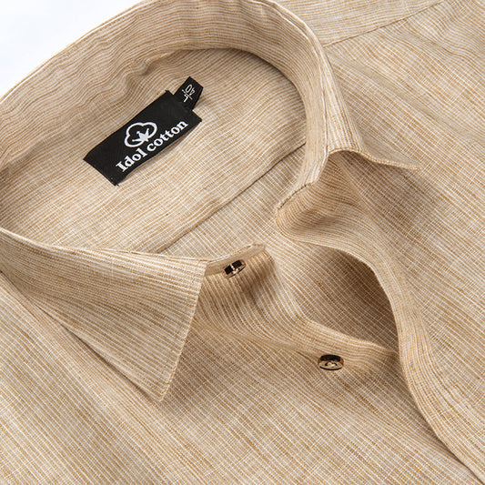 Woven Cotton Fine Striped Chiku Foan Colour