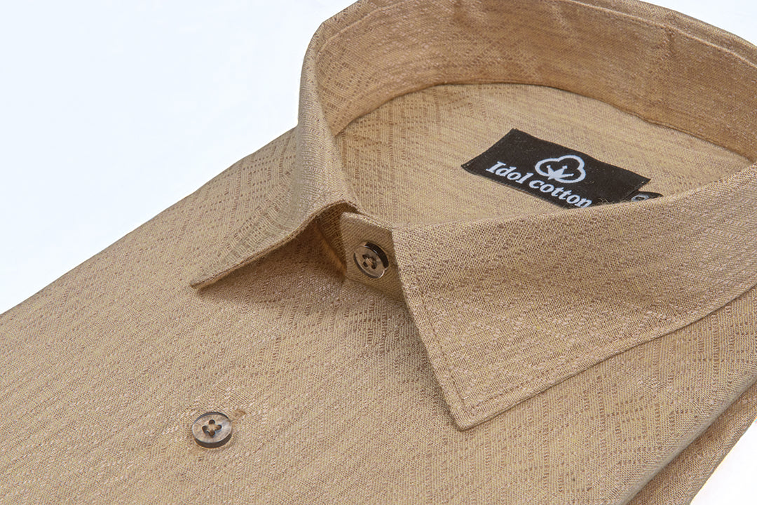 Teal Jacquard Dimond Pattern Cotton Shirt camels Belge Fon Colour