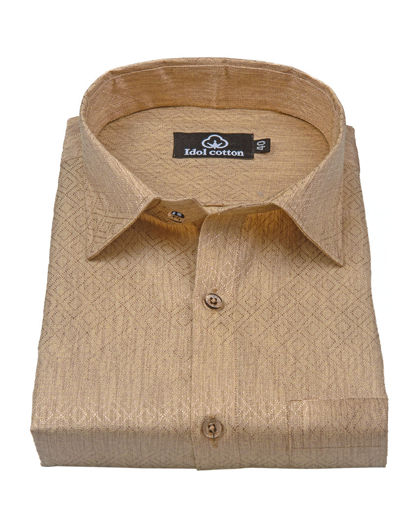 Teal Jacquard Dimond Pattern Cotton Shirt camels Belge Fon Colour