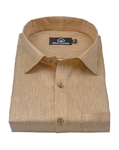 Teal Jacquard Dimond Pattern Cotton Shirt camels Belge Fon Colour