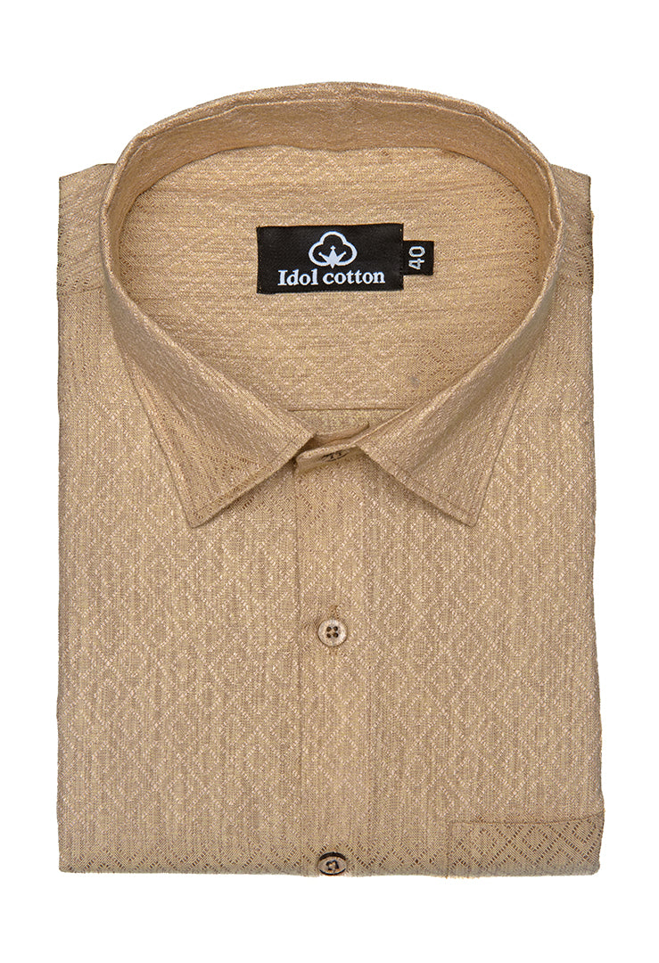 Teal Jacquard Dimond Pattern Cotton Shirt camels Belge Fon Colour