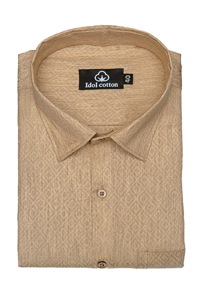 Teal Jacquard Dimond Pattern Cotton Shirt camels Belge Fon Colour