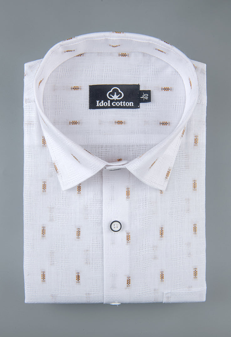 Pure White Linen Butta Mini Weave Print