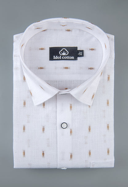 Pure White Linen Butta Mini Weave Print