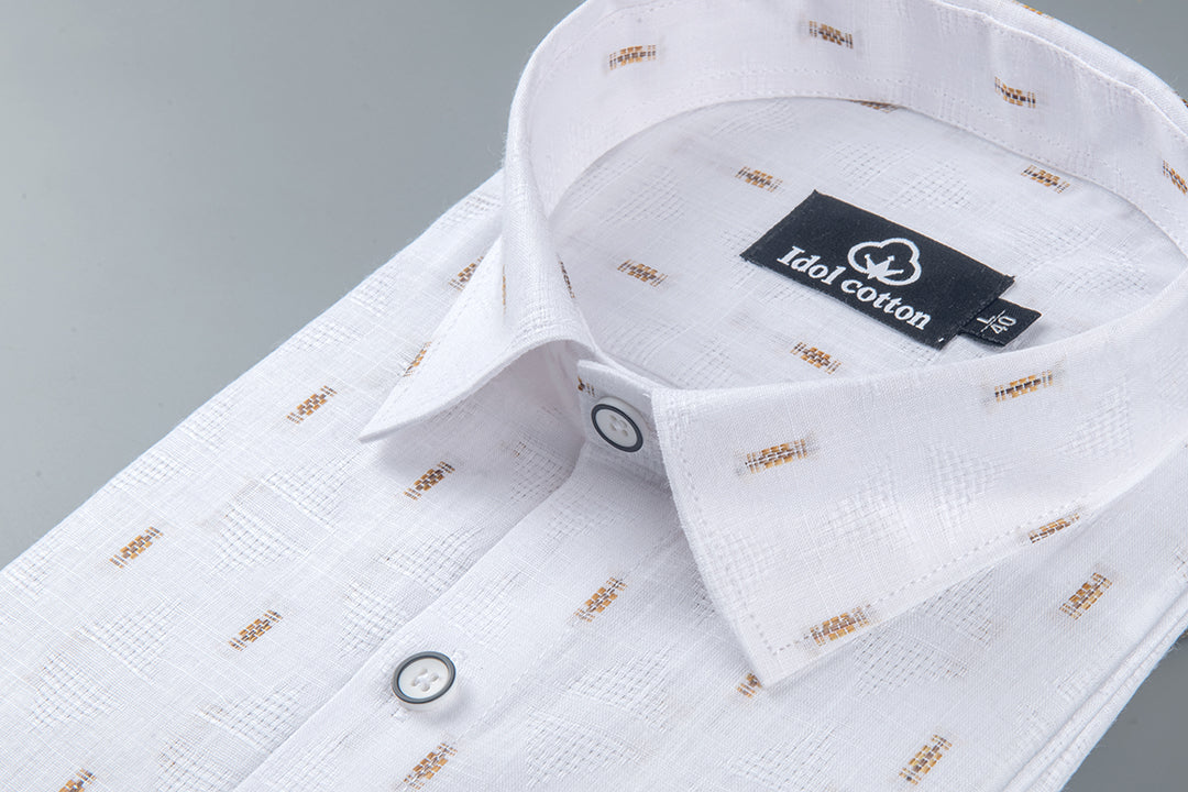 Pure White Linen Butta Mini Weave Print