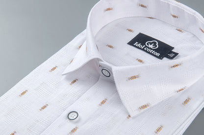 Pure White Linen Butta Mini Weave Print