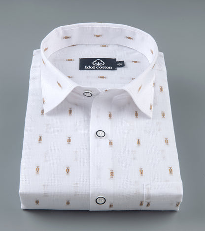 Pure White Linen Butta Mini Weave Print