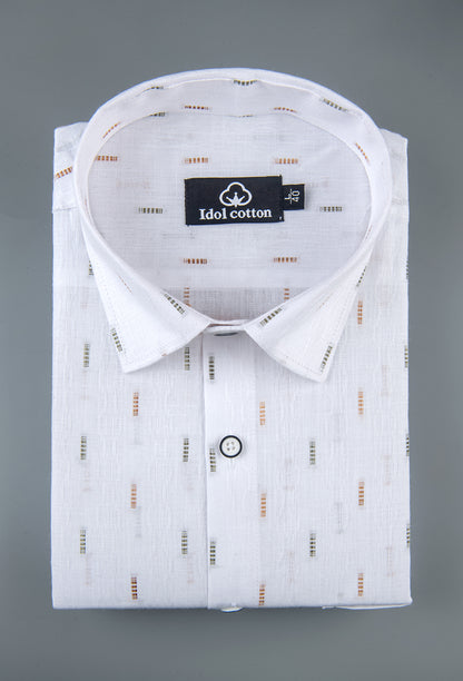 Pure White Linen Butta Small Vertical Print 