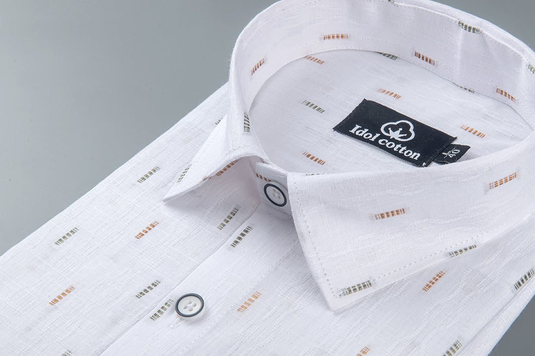 Pure White Linen Butta Small Vertical Print 