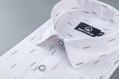 Pure White Linen Butta Small Vertical Print 