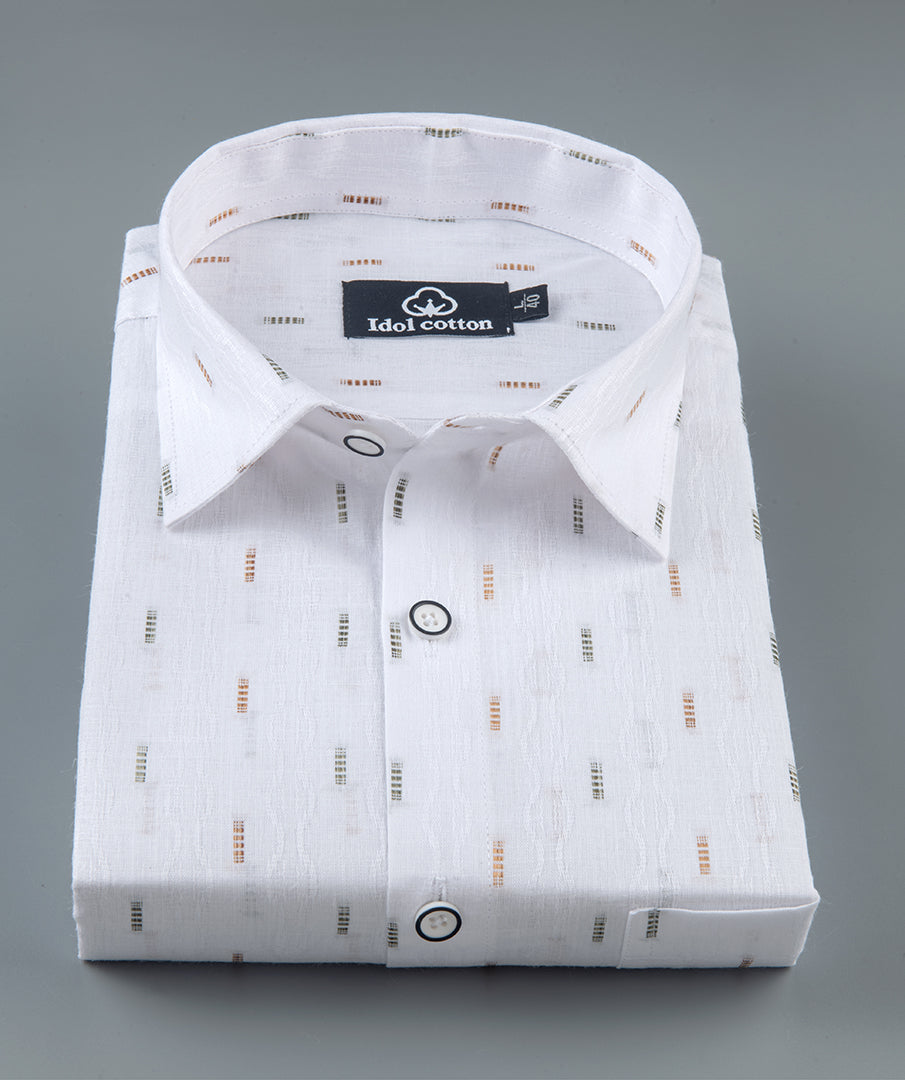 Pure White Linen Butta Small Vertical Print 