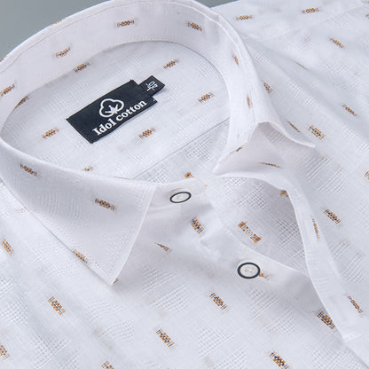 Pure White Linen Butta Mini Weave Print