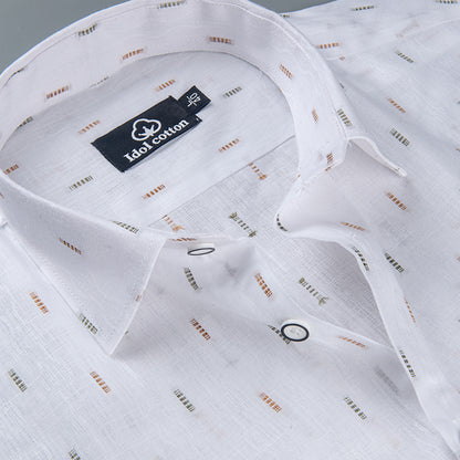 Pure White Linen Butta Small Vertical Print 