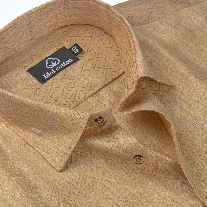 Teal Jacquard Dimond Pattern Cotton Shirt camels Belge Fon Colour