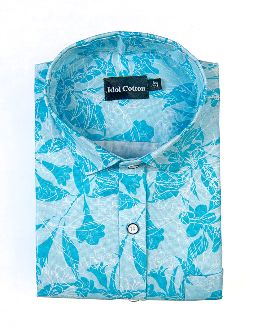 Pure Cotton Digital Print Sky Mix Flower Print