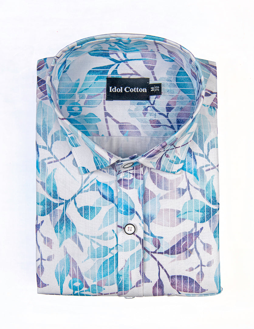 Pure Cotton Digital Print Sky Mix Leaf Print