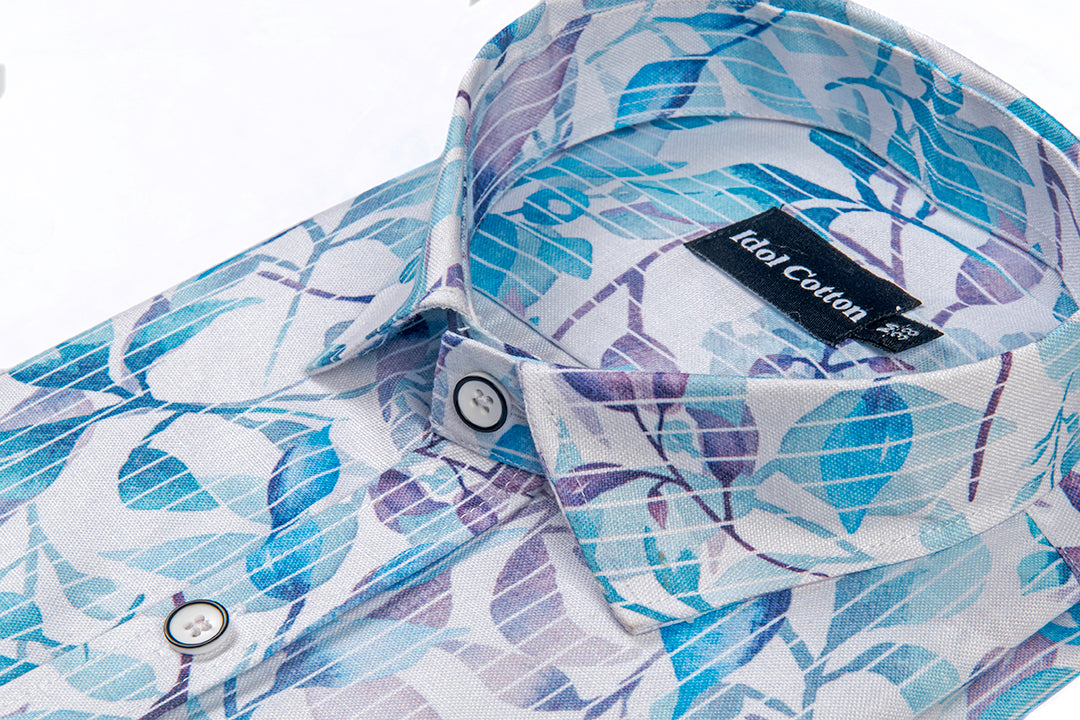 Pure Cotton Digital Print Sky Mix Leaf Print
