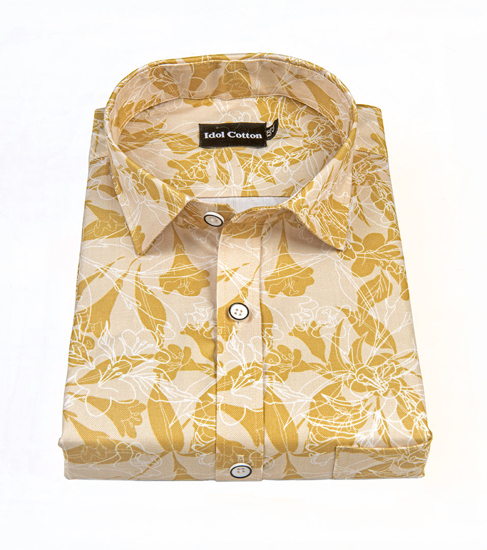 Pure Cotton Digital Print Yellow Mix Flower Print