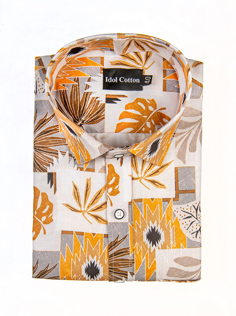 Pure Cotton Digital Print Gold Colour Mix