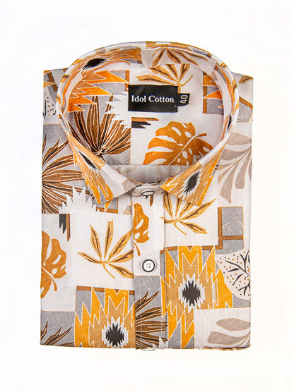 Pure Cotton Digital Print Gold Colour Mix