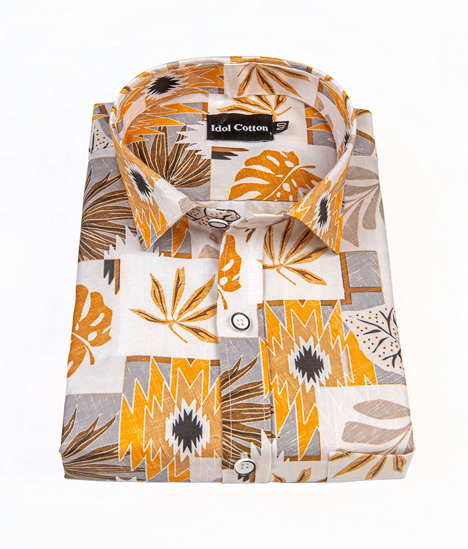 Pure Cotton Digital Print Gold Colour Mix
