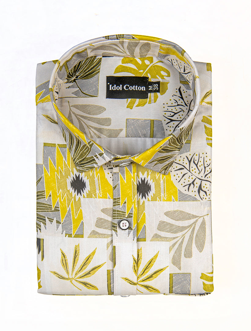 Pure Cotton Digital Print Yellow Mix