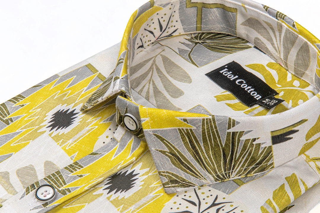 Pure Cotton Digital Print Yellow Mix