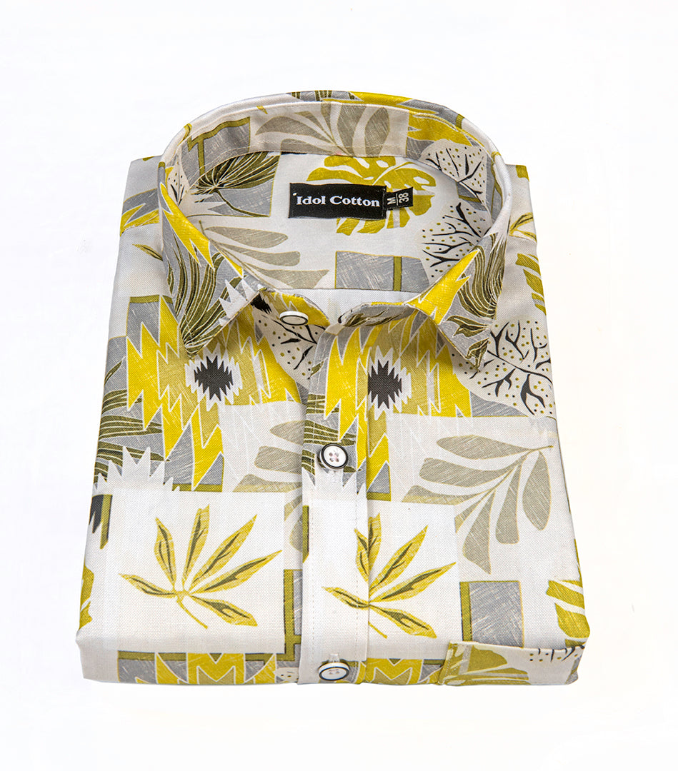 Pure Cotton Digital Print Yellow Mix
