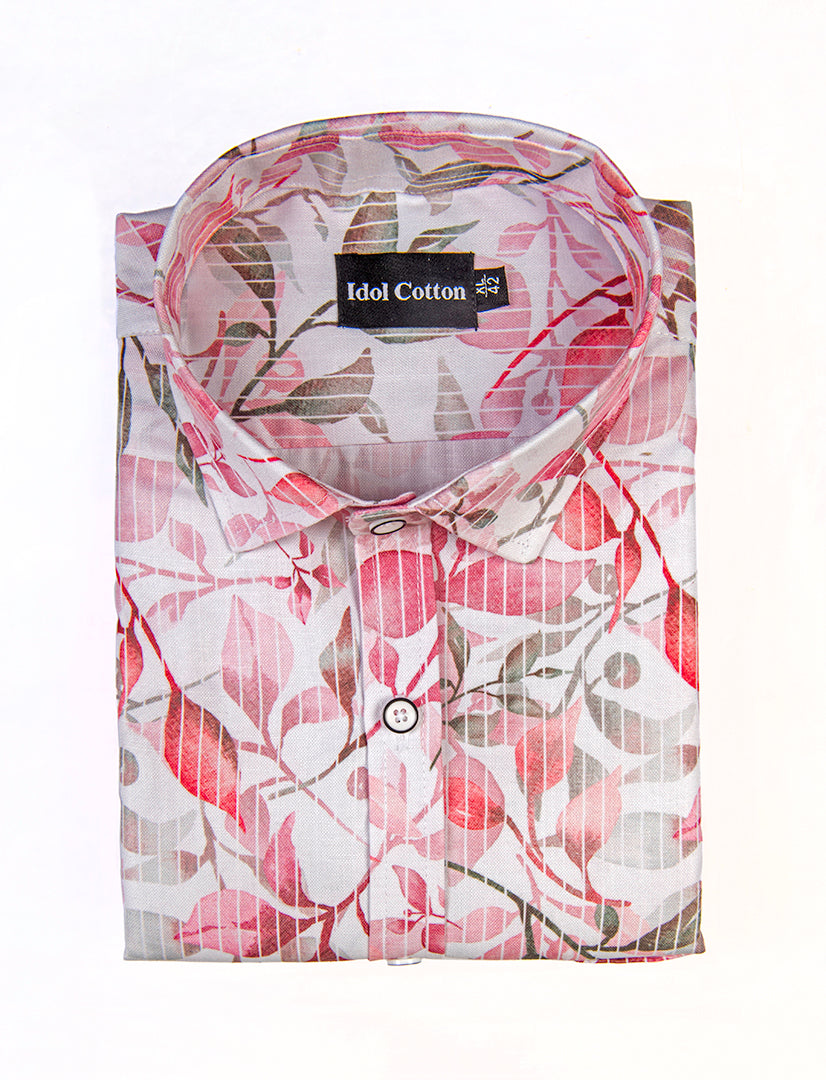 Pure Cotton Ditigal Print Pink White Mix