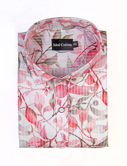 Pure Cotton Ditigal Print Pink White Mix