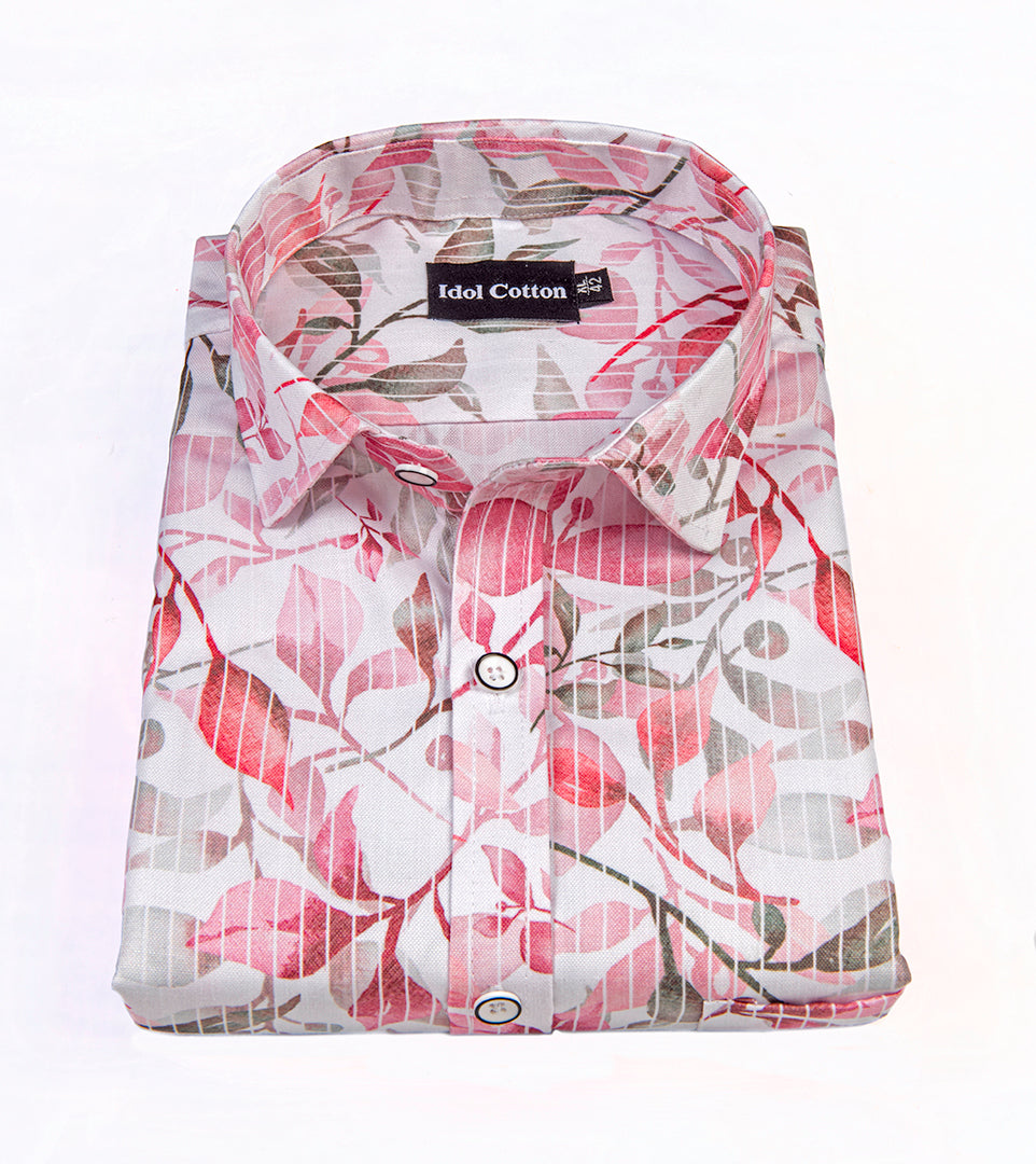 Pure Cotton Ditigal Print Pink White Mix