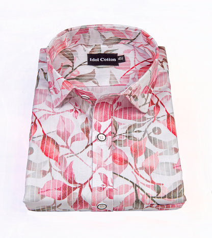 Pure Cotton Ditigal Print Pink White Mix