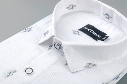 Pure White Linen Butta Print Plus Sign Print