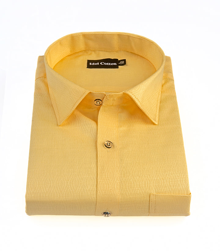 Pure Cotton Gloster Print Yellow Colour 
