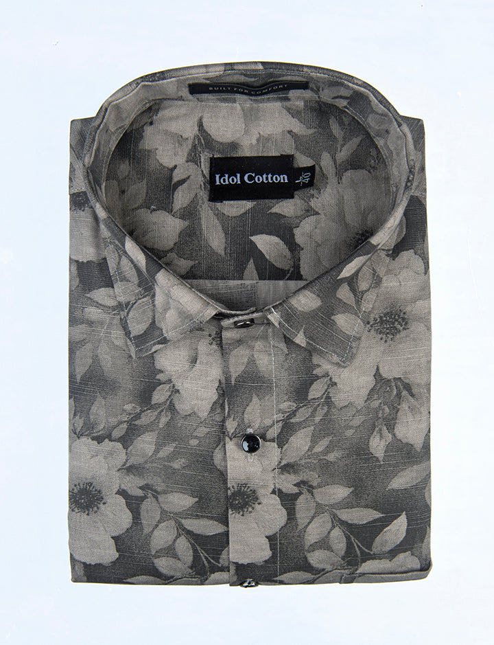 Linen Print Gray Mix