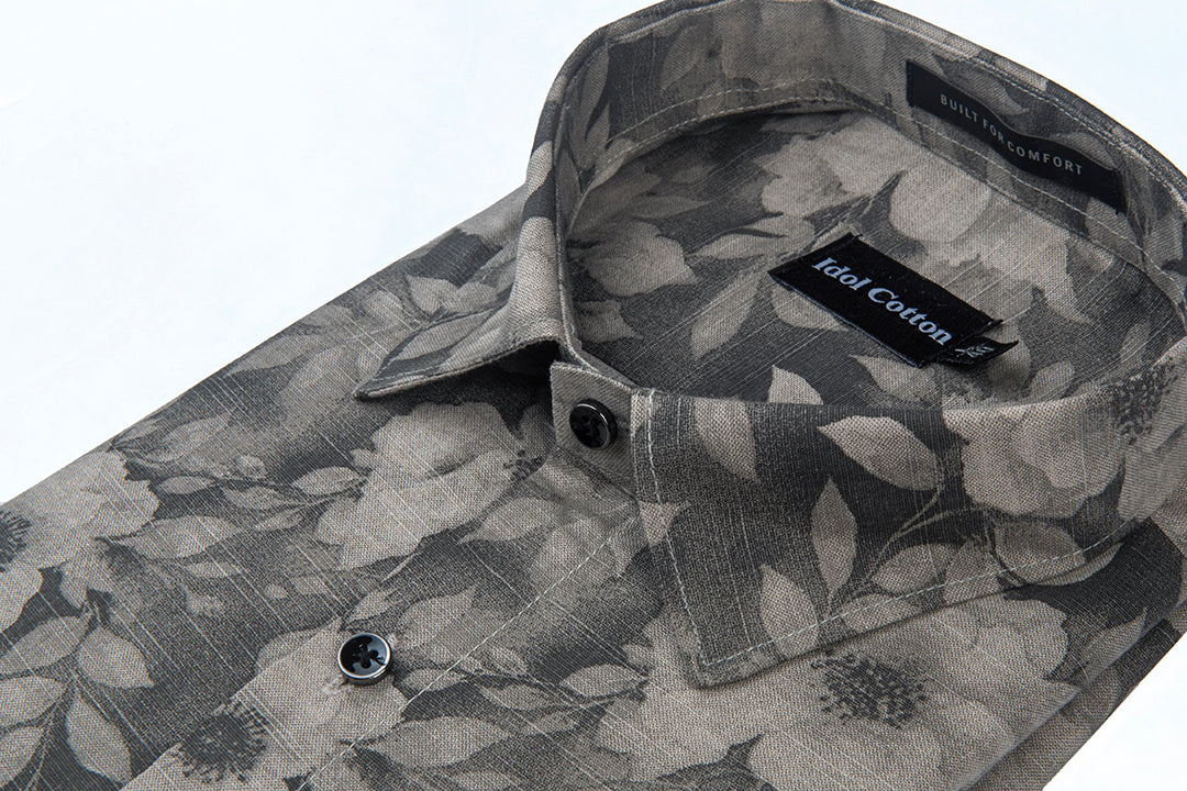 Linen Print Gray Mix