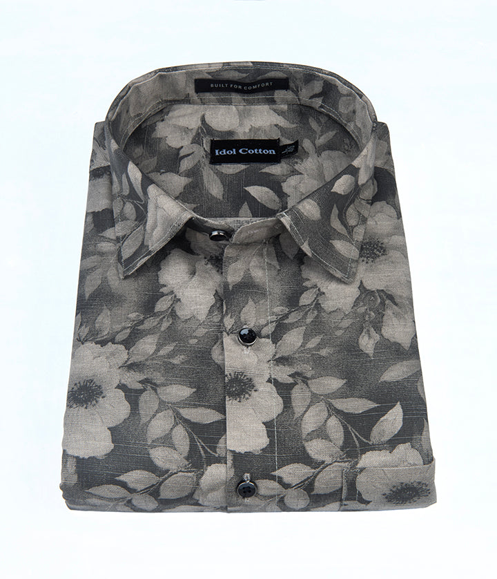 Linen Print Gray Mix