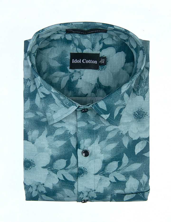 Linen Print Picok Green Color Mix