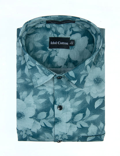 Linen Print Picok Green Color Mix