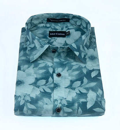 Linen Print Picok Green Color Mix