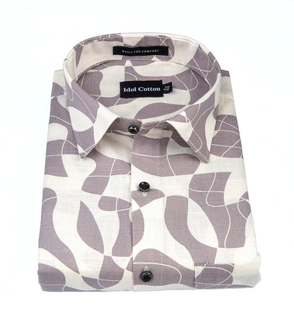 Linen Geometric Print light wine White Mix