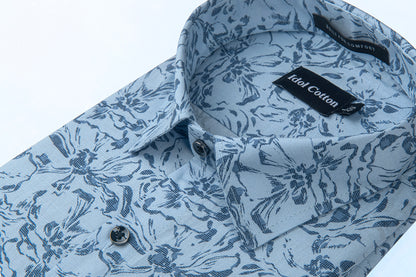 Linen Blue Floral Print Linen Blue Background