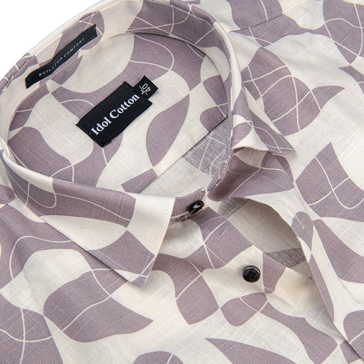 Linen Geometric Print light wine White Mix