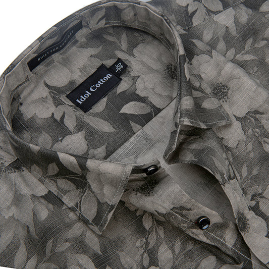 Linen Print Gray Mix