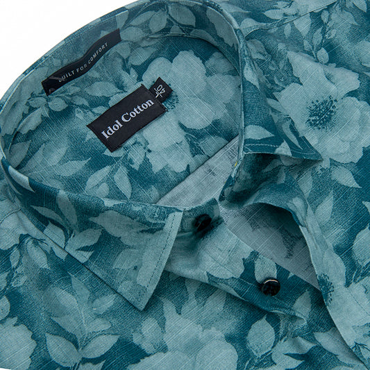 Linen Print Picok Green Color Mix
