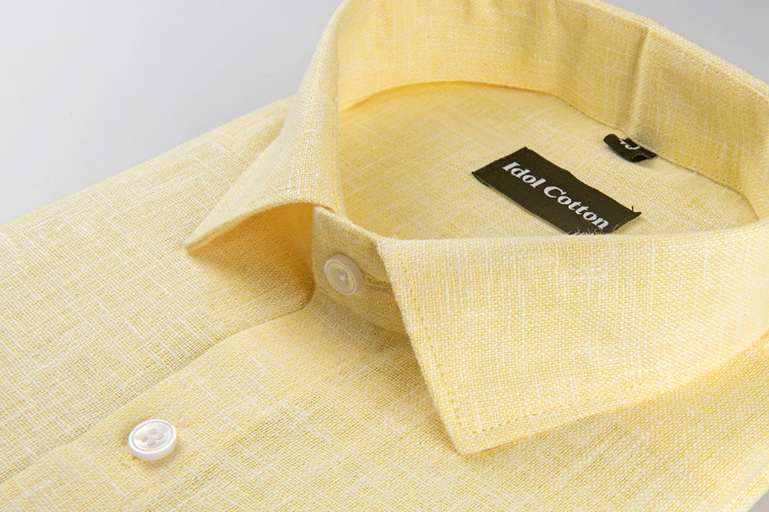 Natural linen cotton light lemon colour