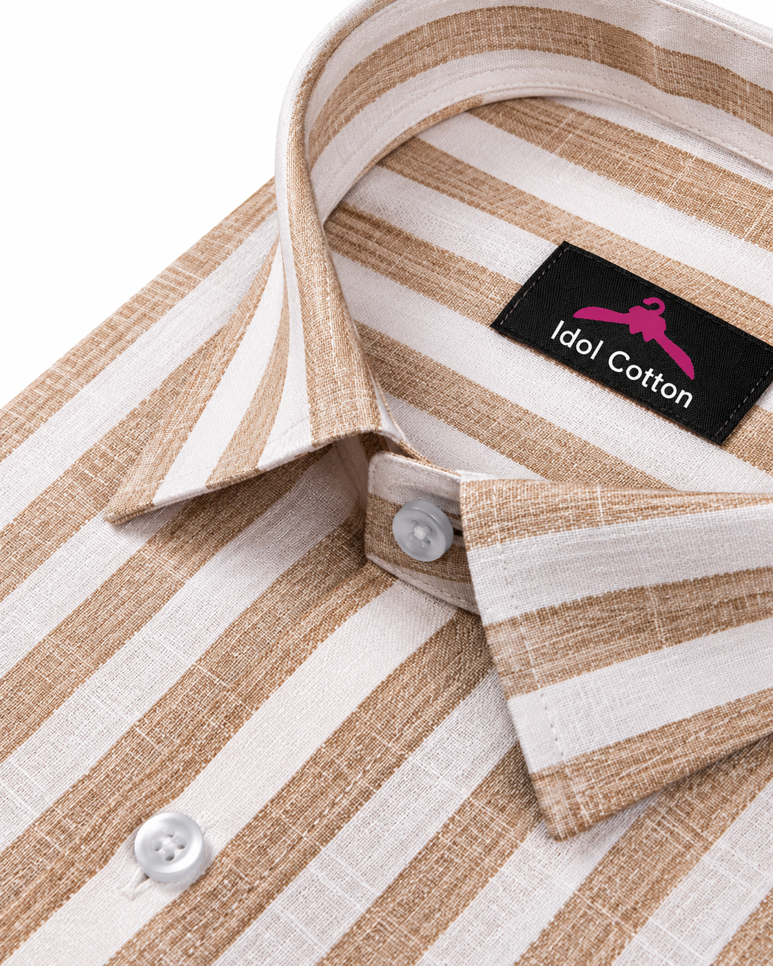 Linen White With Brown Colour Patta Print Shirt For Men